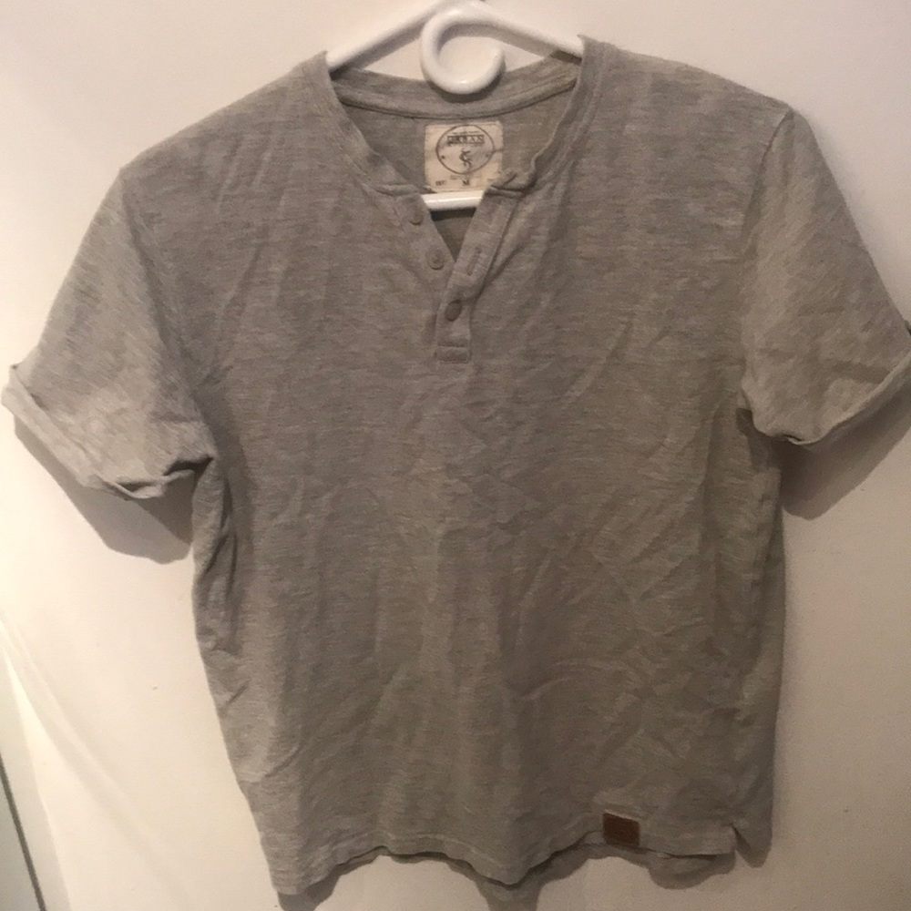 Urban Attitude Snazzy Quarter Button Up Textured Grey T-shirt 👌